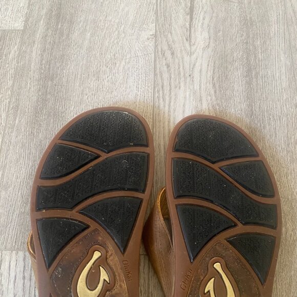 OluKai Pikoi Sz. 8 Men's Brown Leather Sandals Flip Flops - Picture 7 of 7